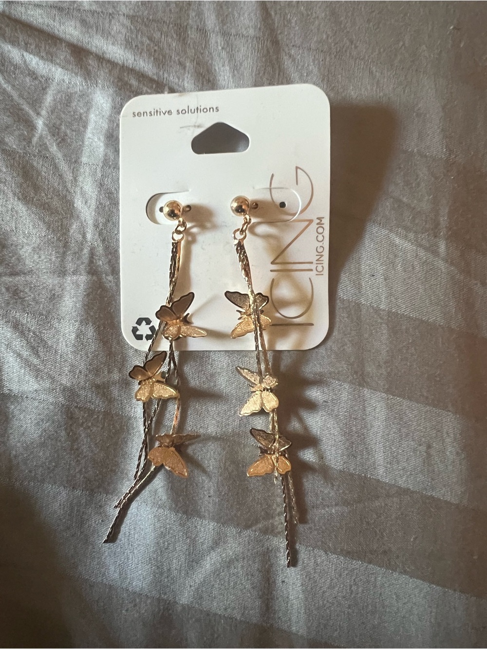 Icing Gold Butterfly Dangle Earrings